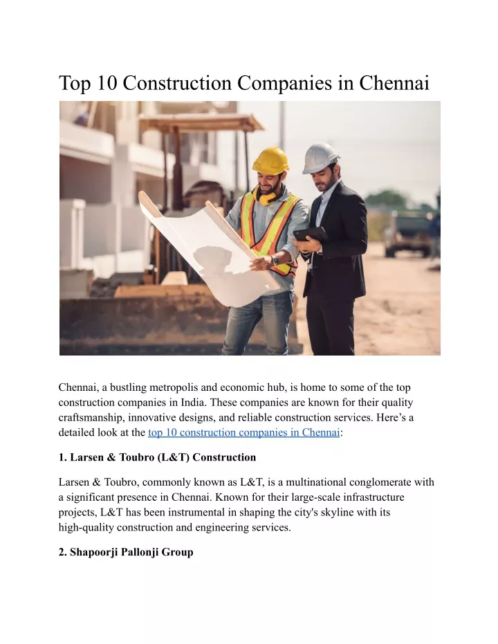 top 10 construction companies in chennai