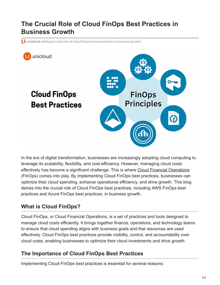 the crucial role of cloud finops best practices