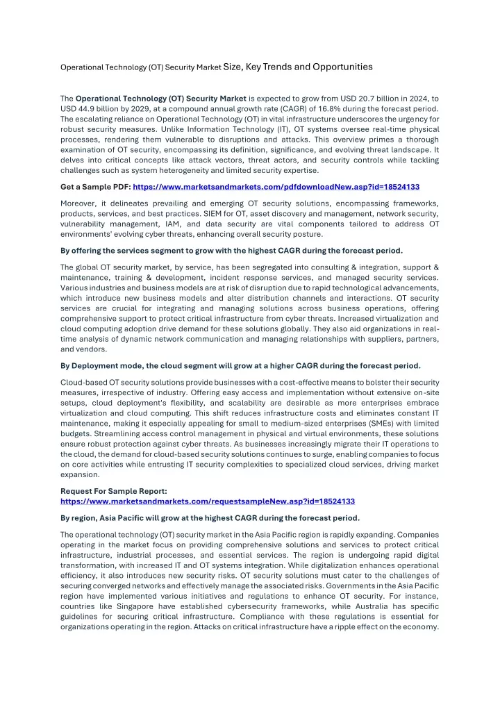 operational technology ot security market size