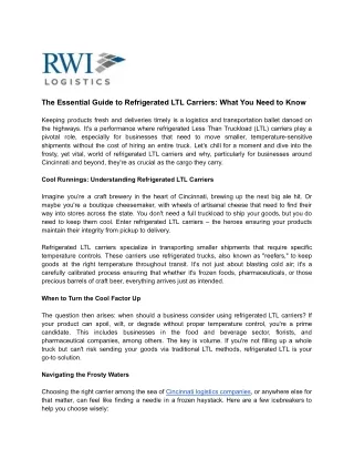 The Essential Guide to Refrigerated LTL Carriers_ What You Need to Know - www.rwilogistics.com