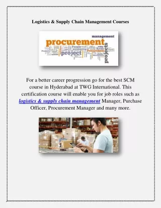 logistics supply chain management courses