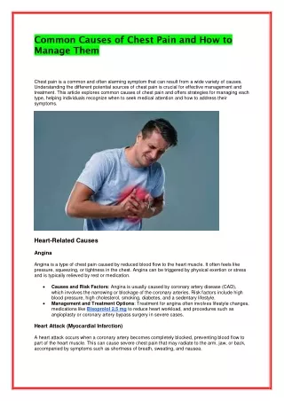 common causes of chest pain and how to manage them
