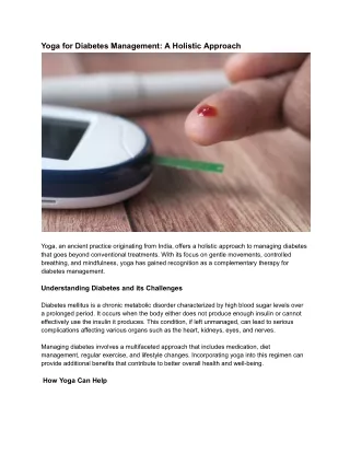 Yoga for Diabetes Management_ A Holistic Approach