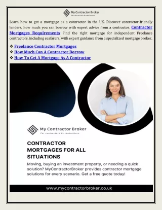 Mortgage Broker Seafarer Contractor