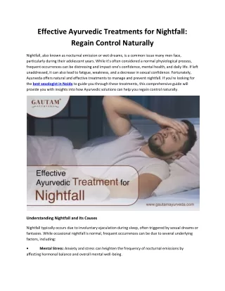 Effective Ayurvedic Treatments for Nightfall: Regain Control Naturally