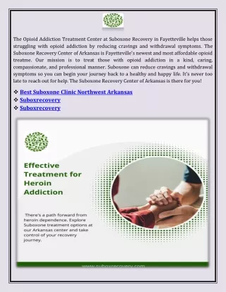Suboxone Clinic Fayetteville Ar