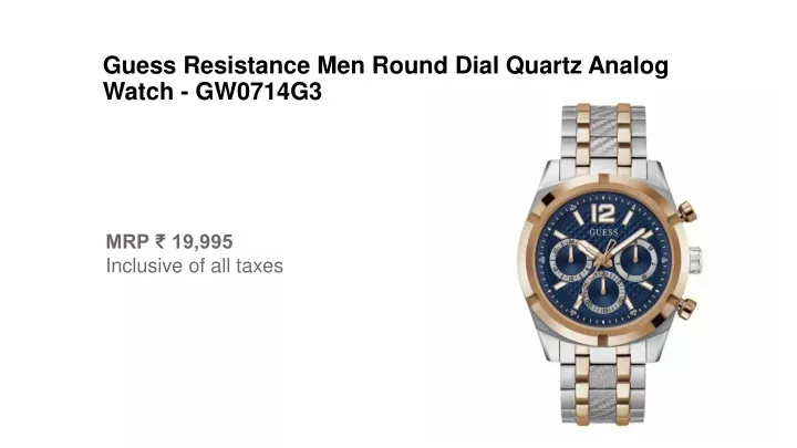 guess resistance men round dial quartz analog