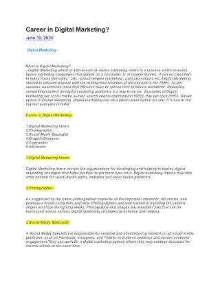 Career in Digital Marketing