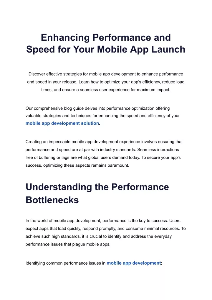 enhancing performance and speed for your mobile