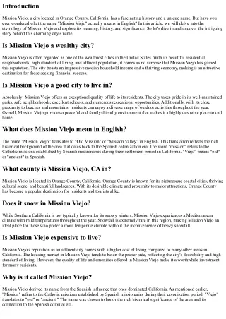 Understanding the Etymology of Mission Viejo: What Does its Name Mean in English