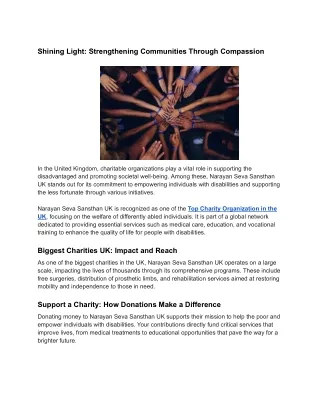 shining light strengthening communities through