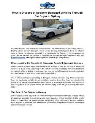 Dispose of Accident-Damaged Vehicles in Sydney