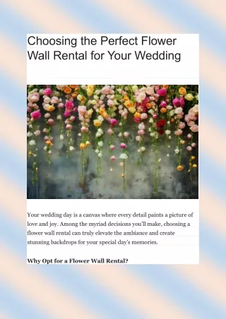 Choosing the Perfect Flower Wall Rental for Your Wedding