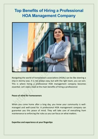 Top Benefits of Hiring a Professional HOA Management Company