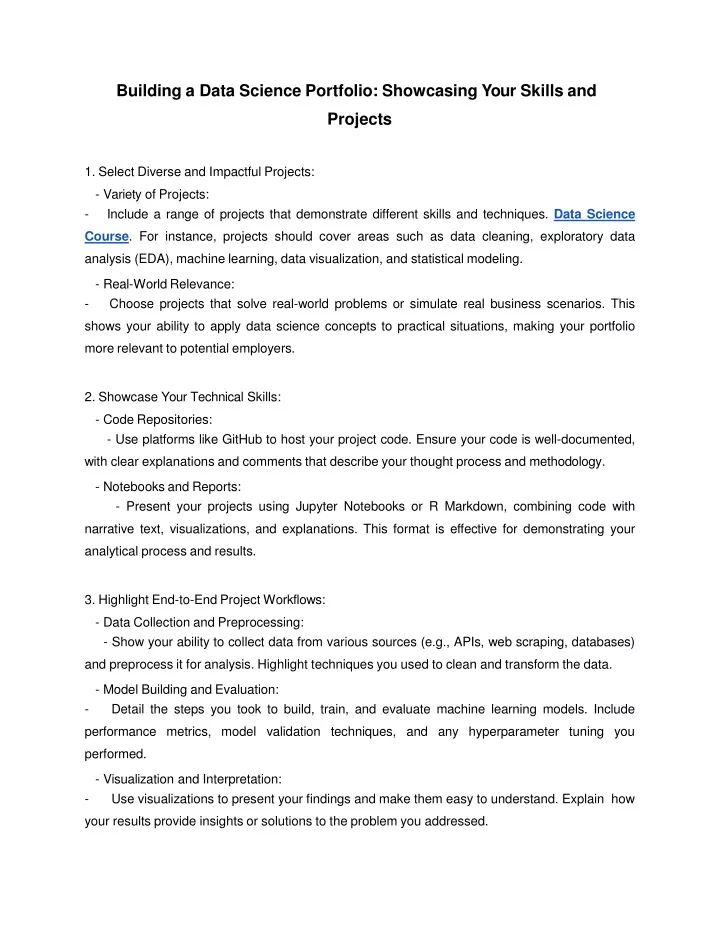 building a data science portfolio showcasing your