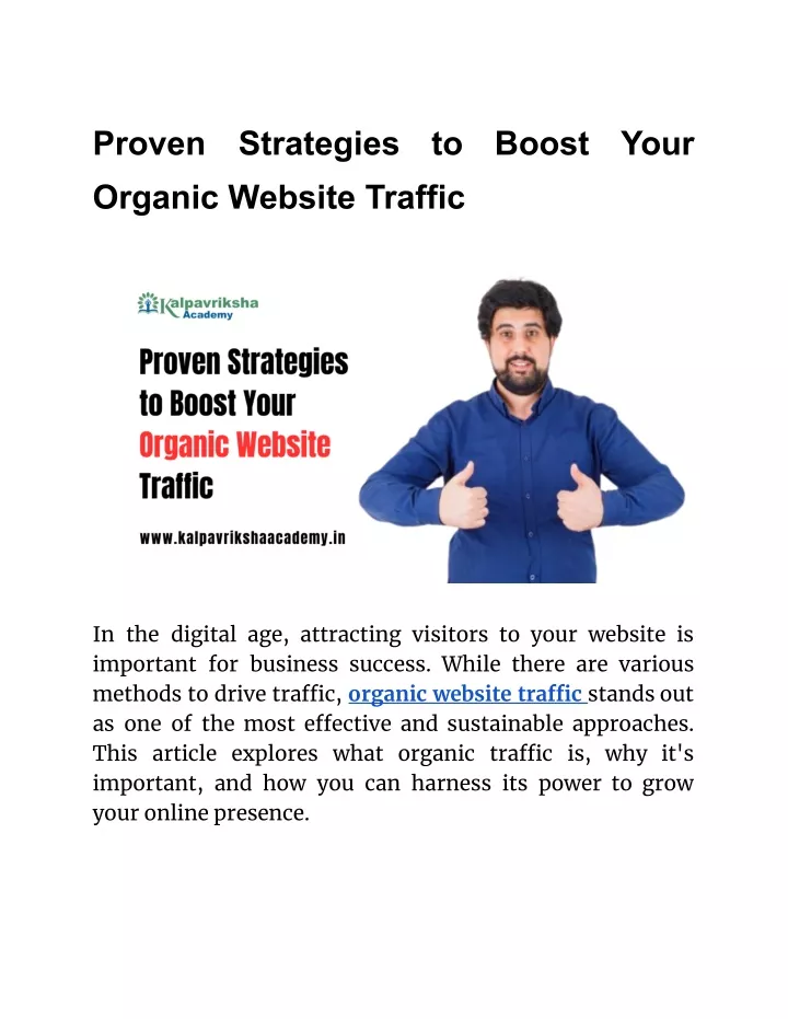 proven organic website traffic