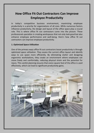 How Office Fit Out Contractors Can Improve Employee Productivity
