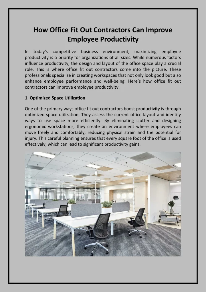 PPT - How Office Fit Out Contractors Can Improve Employee Productivity ...