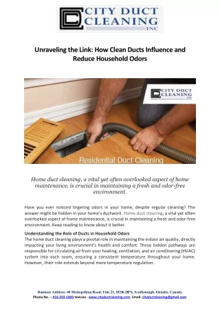 Unraveling the Link: How Clean Ducts Influence and Reduce Household Odors