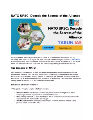 NATO UPSC_ Decode the Secrets of the Alliance