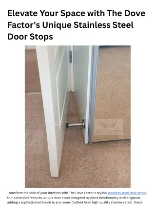 Elevate Your Space with The Dove Factor's Unique Stainless Steel Door Stops