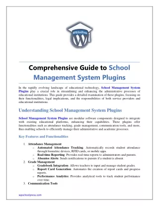 Comprehensive Guide to School Management System Plugins