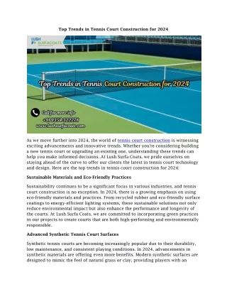 Top Trends in Tennis Court Construction for 2024