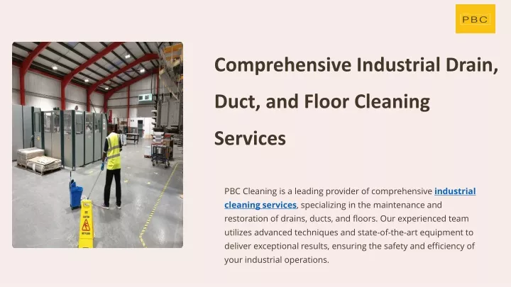 comprehensive industrial drain duct and floor