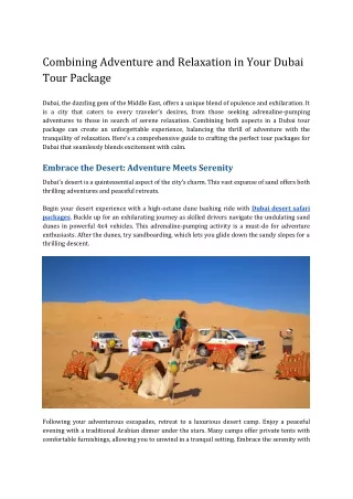combining adventure and relaxation in your dubai