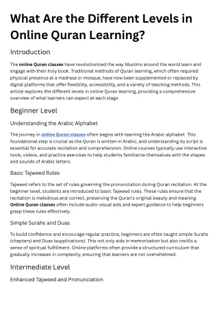 what are the di erent levels in online quran