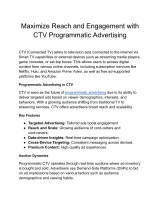 Maximize Reach and Engagement with CTV Programmatic Advertising