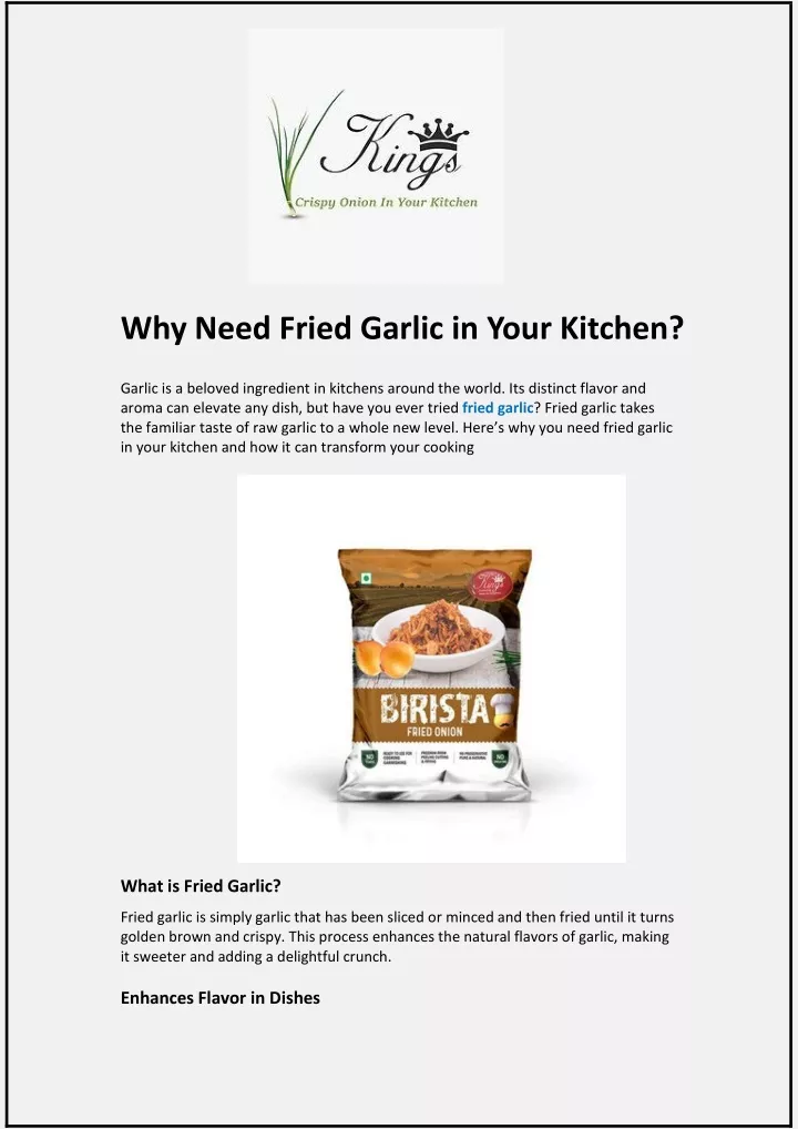 why need fried garlic in your kitchen