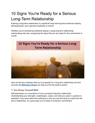 10 Signs You're Ready for a Serious Long-Term Relationship