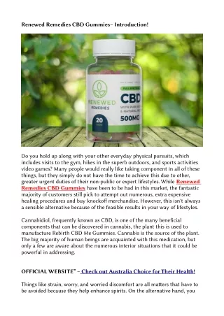 renewed remedies cbd gummies introduction