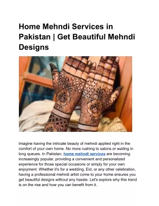 Home Mehndi Services in Pakistan _ Get Beautiful Mehndi Designs