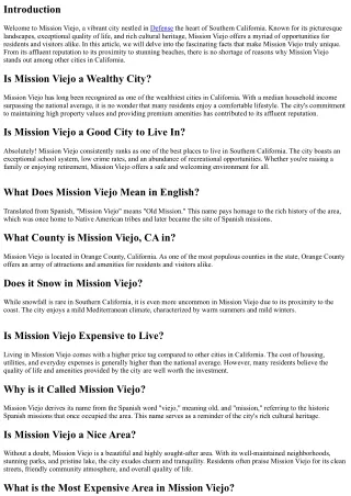 Mission Viejo Uncovered: Fascinating Facts About This Southern California City
