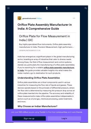 Orifice Plate Assembly Manufacturer in India A Comprehensive Guide