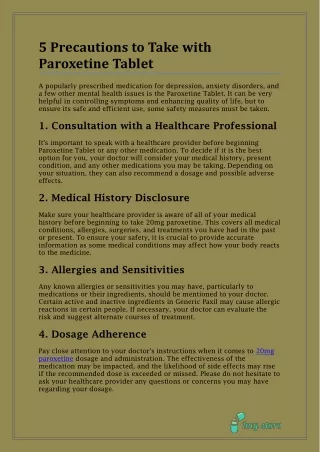 5 precautions to take with paroxetine tablet