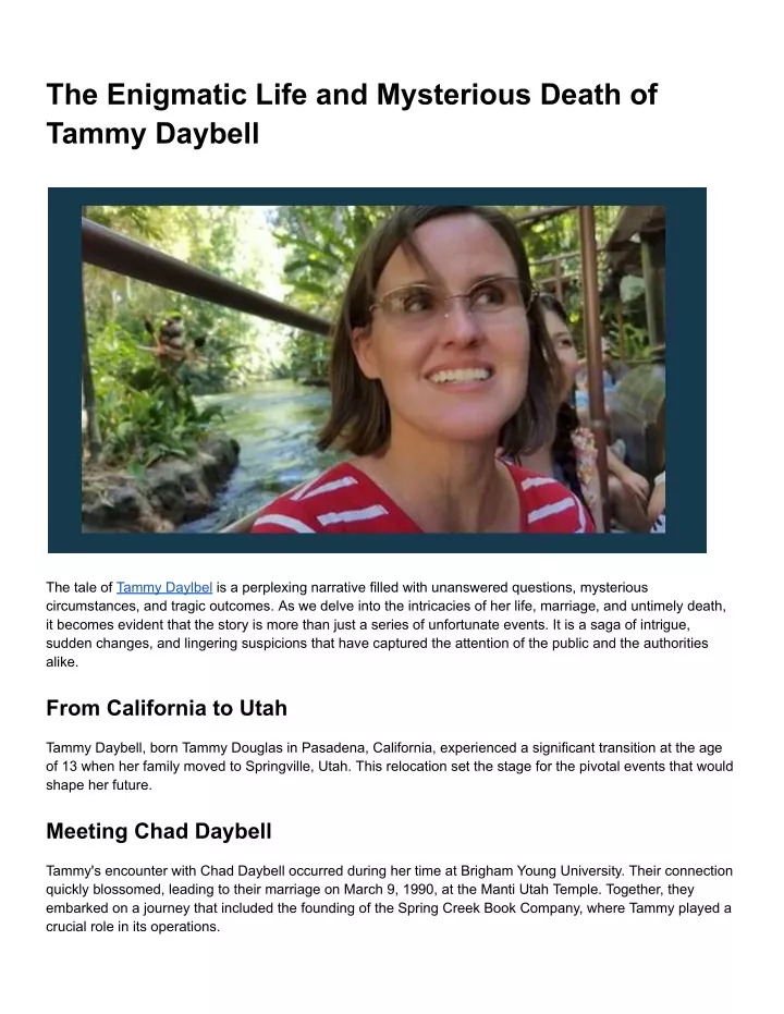 the enigmatic life and mysterious death of tammy