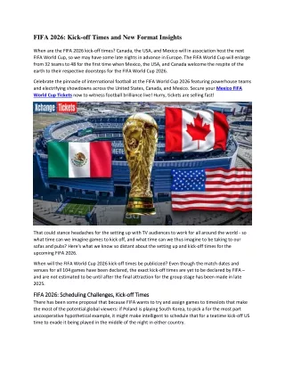 fifa 2026 kick off times and new format insights