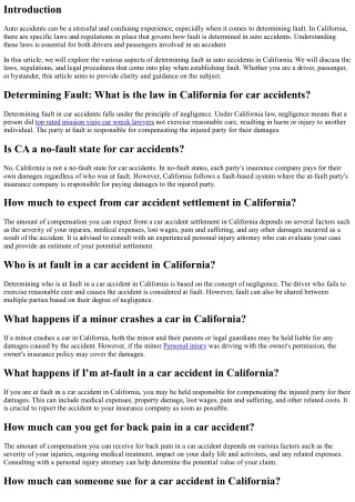 Determining Fault in Auto Accidents: California Laws Explained