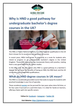 HND Pathway UK Degree: Why It's Ideal for Undergraduates