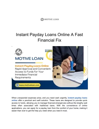 Quick and Easy Same Day Emergency Cash Loans