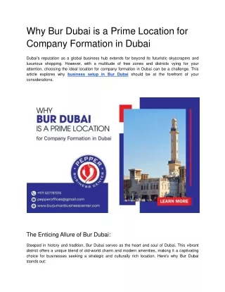 Why Bur Dubai is a Prime Location for Company Formation in Dubai