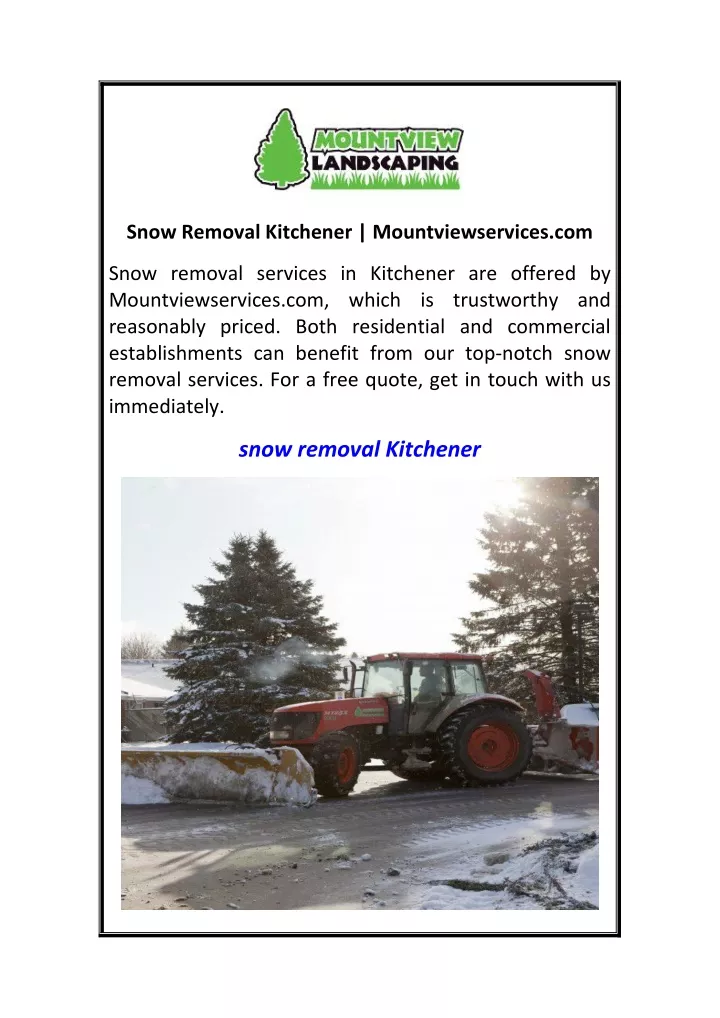 snow removal kitchener mountviewservices com