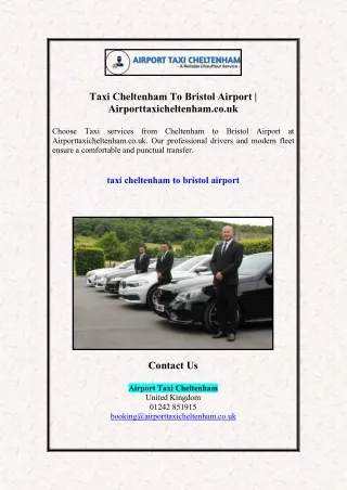 Taxi Cheltenham To Bristol Airport | Airporttaxicheltenham.co.uk