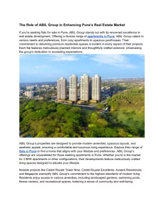 The Role of ABIL Group in Enhancing Pune’s Real Estate Market