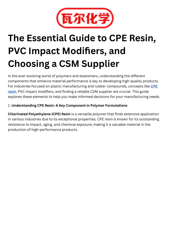 the essential guide to cpe resin pvc impact