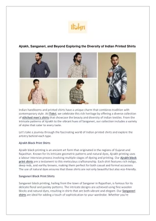 Ajrakh, Sanganeri, and Beyond Exploring the Diversity of Indian Printed Shirts
