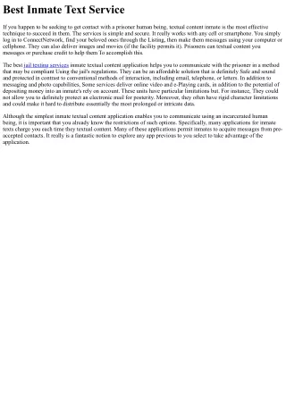 Very best Inmate Text Services